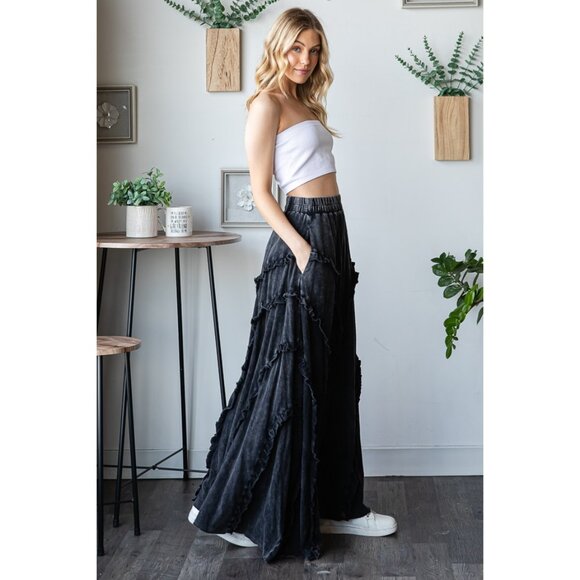 Oli & Hali Ruffle Detail Wide Leg Flare Pants NEW Size Medium - Picture 5 of 9